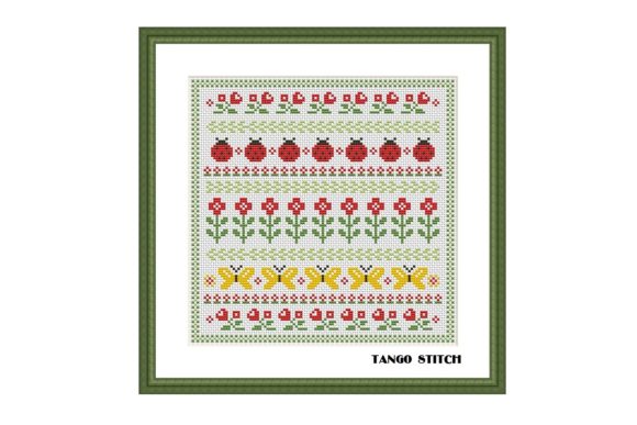 Floral Ornament Cross Stitch Pattern: Easy Embroidery Design