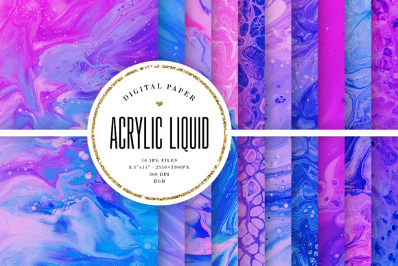 Modernizing Your Visuals with Pink & Blue Acrylic Liquid Digital Paper