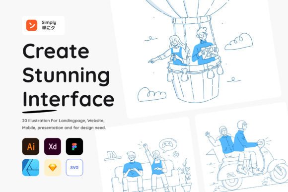 Simply - 20 People Activity Illustration: Your Visual Storytelling Kit