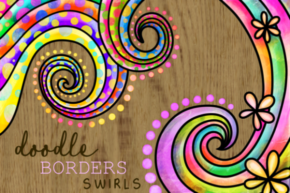 Swirly Doodle Watercolor Ink Borders for Vibrant Designs