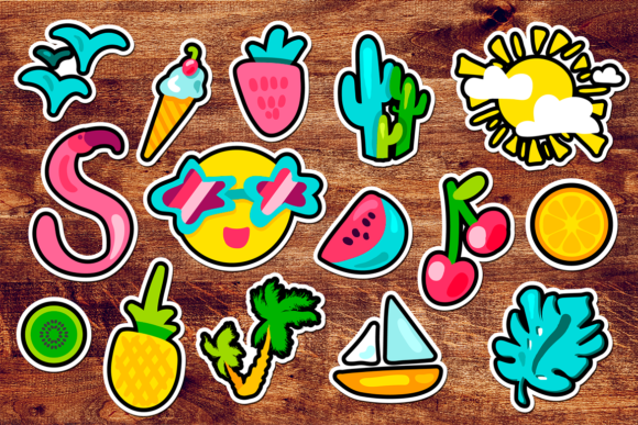 Tropical Summer Stickers Set: A Vibrant Design Toolkit