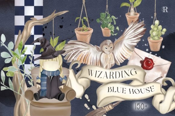 Wizarding Blue House Watercolor: A Complete Design Asset for Creative Projects